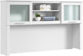 Bush Home 60-Inch Desk Hutch, Office Storage Organizer with Shelves, Cubbies and Frosted Glass Doors for Computer Desk, Home Office Furniture, Somerset Collection, White