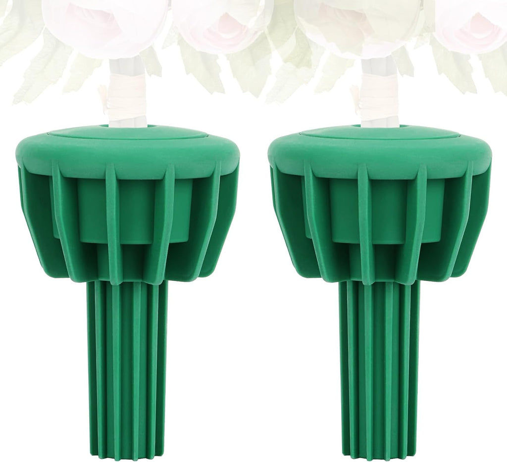 Cemetery Vase Rubber Inserts, Silicone Secure Flowers Holder for Headstone 2 Packs, Green