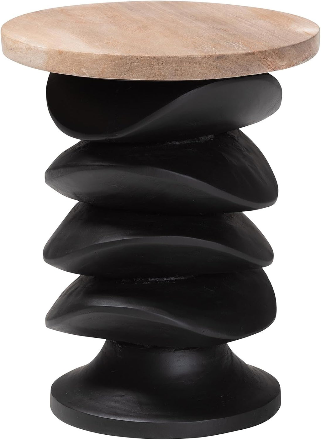 Bali & pari Ziva End Table with Petrified Wood Top - Pedestal Accent Side Table for Living Room or Entryway