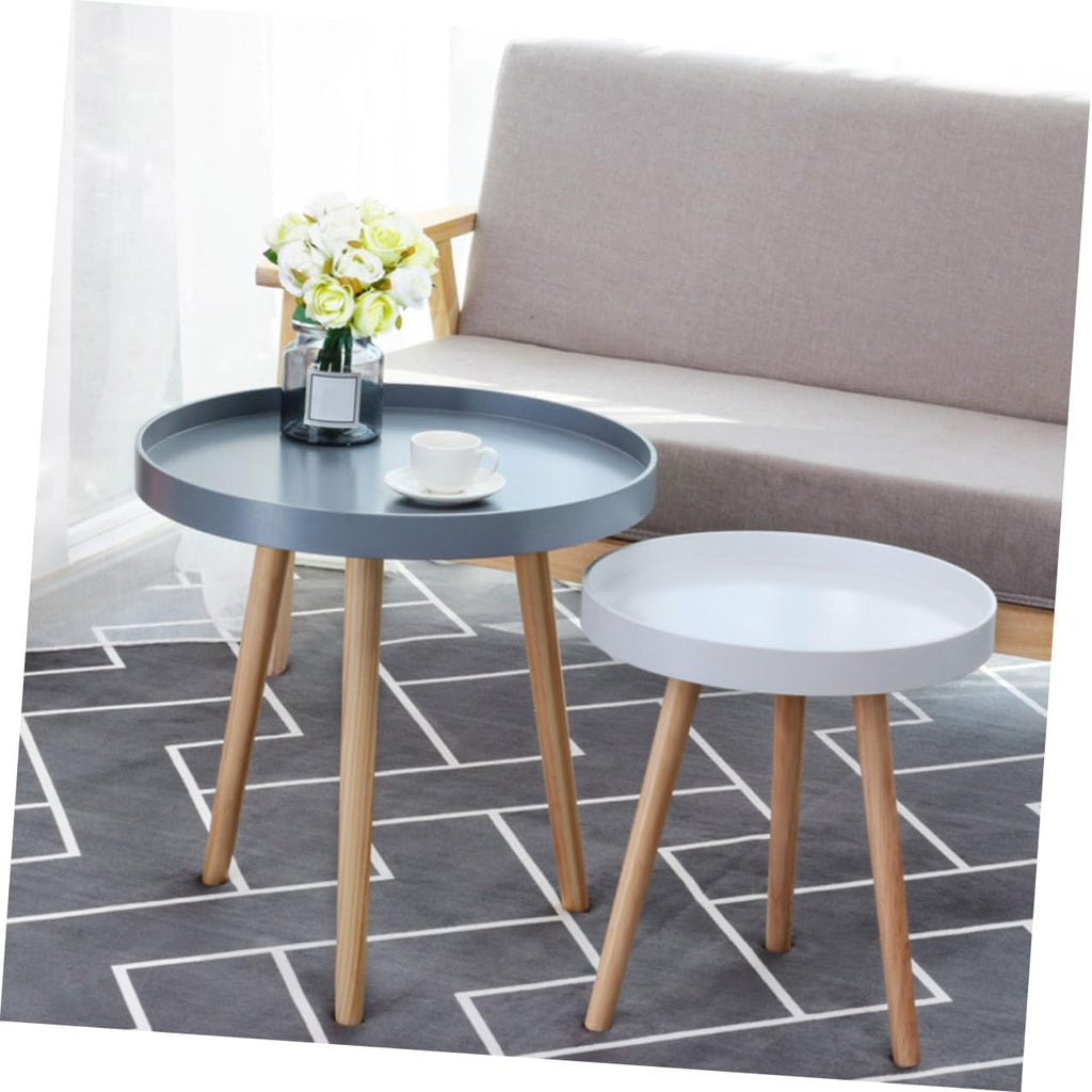 Veemoon Nordic Style Small Round Side Table White Mini Coffee Accent Table for Sofa and Bedside Indoor Balcony Use