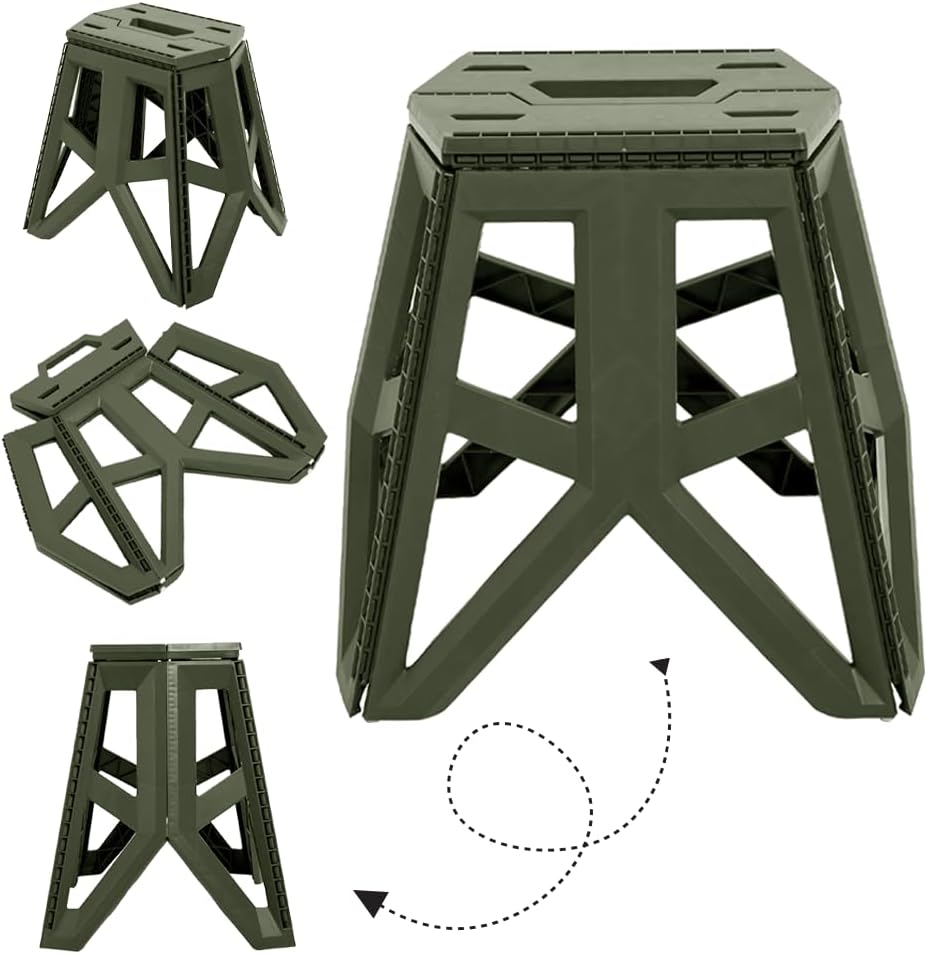 Folding Stool Nonslip Platform Chair | Large Portable Stool for Camping | Collapsible Fold Up Stepping Stool | Compact Plastic Foldable Step Stool for Bathroom | Pack of 1 (Small)
