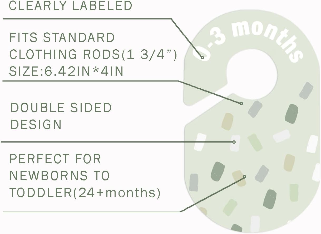 Baby Closet Dividers 8 Pack – Baby Clothes Organizer, Green Leaf Baby Closet Organizer for Neutral Nursery, Baby Clothes Dividers for Closet (Green)