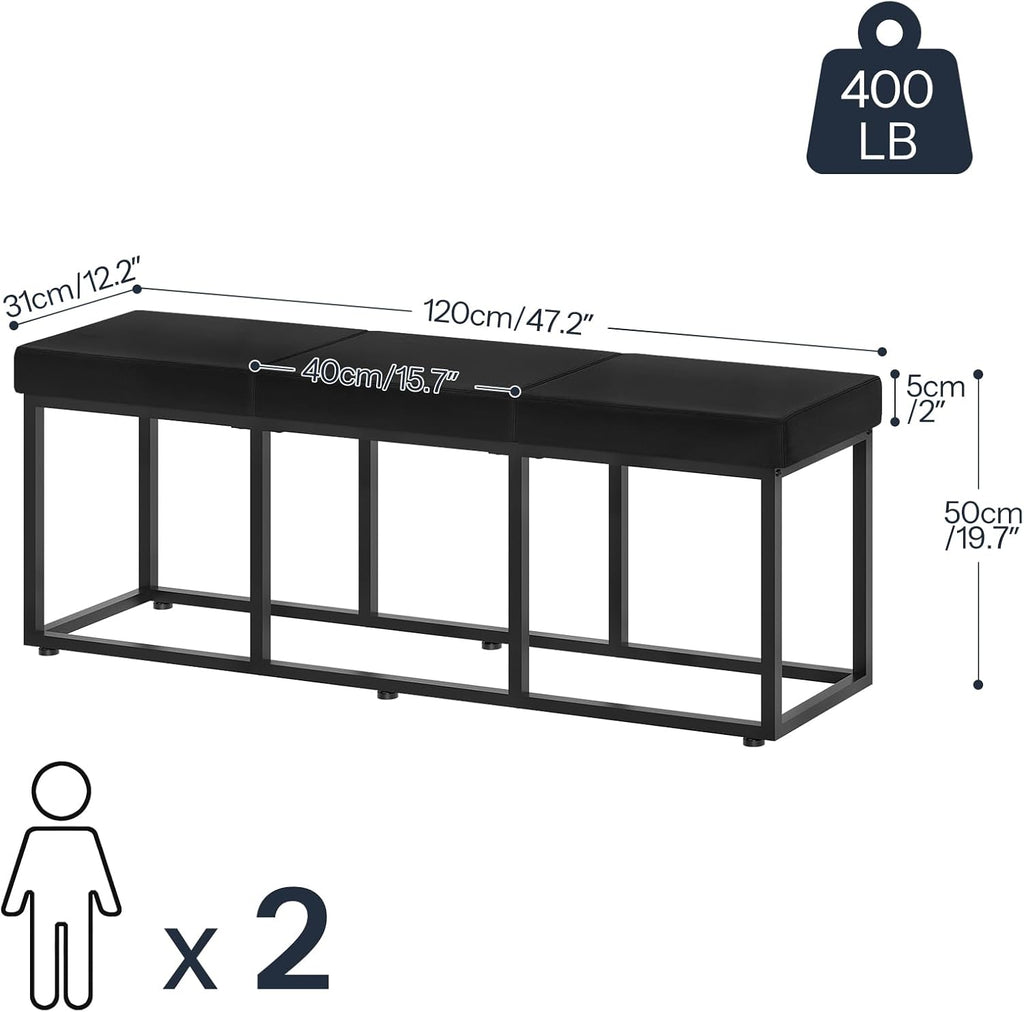 HOOBRO Dining Bench, Dining Room Bench with PU Leather Upholstered Seat, for Kitchen, Living Room, Hallway, Kitchen, Entryway, Bedroom, Black BB46CD01