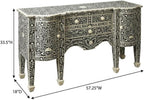 Starlight Canyon Home Boho Buffet Cabinet with 4 Drawers, Eclectic Wood Sideboard with Bone Inlay Detail in Black for Dining Room