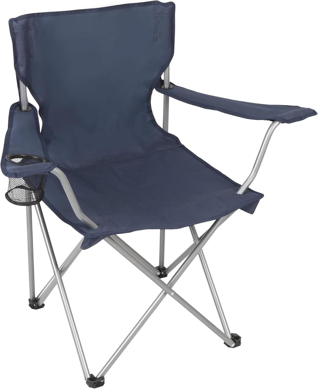 Four-Fold Camping Chair with Cup Holder, Dark Blue