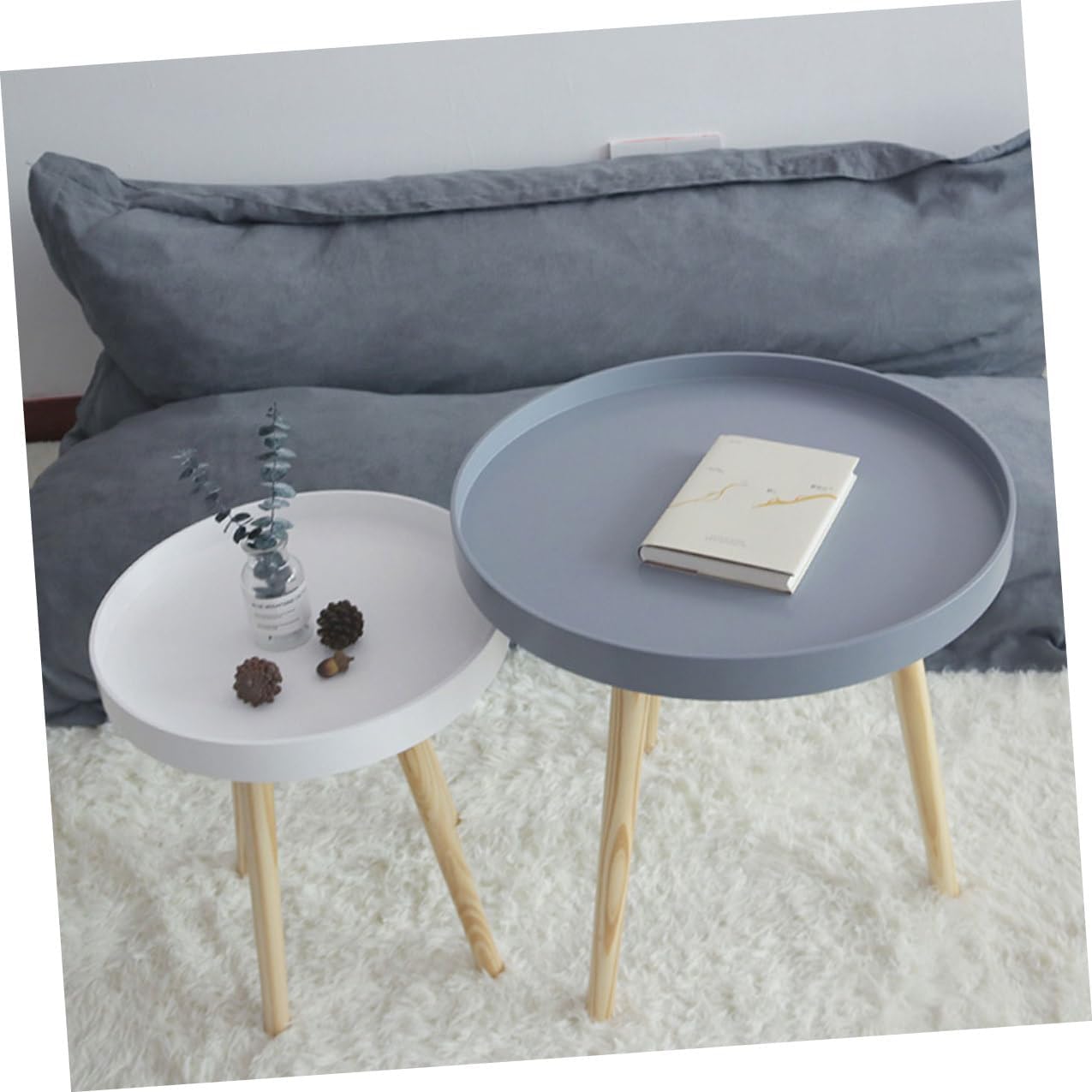 Nordic Style Small Round Indoor Coffee Table White Mini Sofa Side Table for Living Room and Balcony Compact Household