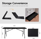 pollilar Folding Table 6FT Heavy Duty Portable Plastic Foldable Table Black | 6 Foot Fold-in-Half Utility Desk for Outdoor Camping Party Dining Wedding Events Picnic Indoor Working Meeting Banquet BBQ