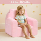 MONKISS Comfy Toddler Chair, Cute Toddler Foam Couch, High Back Kids Reading Armchairs, Birthday Gifts for Boys and Girls, 1-6 Years Old, Pink Cat