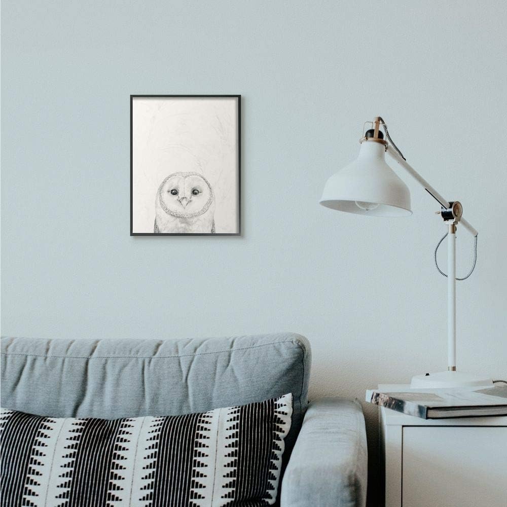 Stupell Industries Owl Portrait Grey Drawing Design, Designed by Victoria Borges Wall Art, 11 x 1.5 x 14, Black Framed