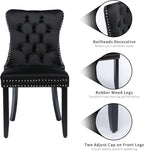 ODUSE-DAILY Black Velvet Dining Chairs Set of 8, Kitchen & Dining Room Chairs, Four Fabric Tufted Dinning Chairs, Velvet Upholstered, Wing Back, Metal Pull Ring, Wood Frame, Mid Century Modern