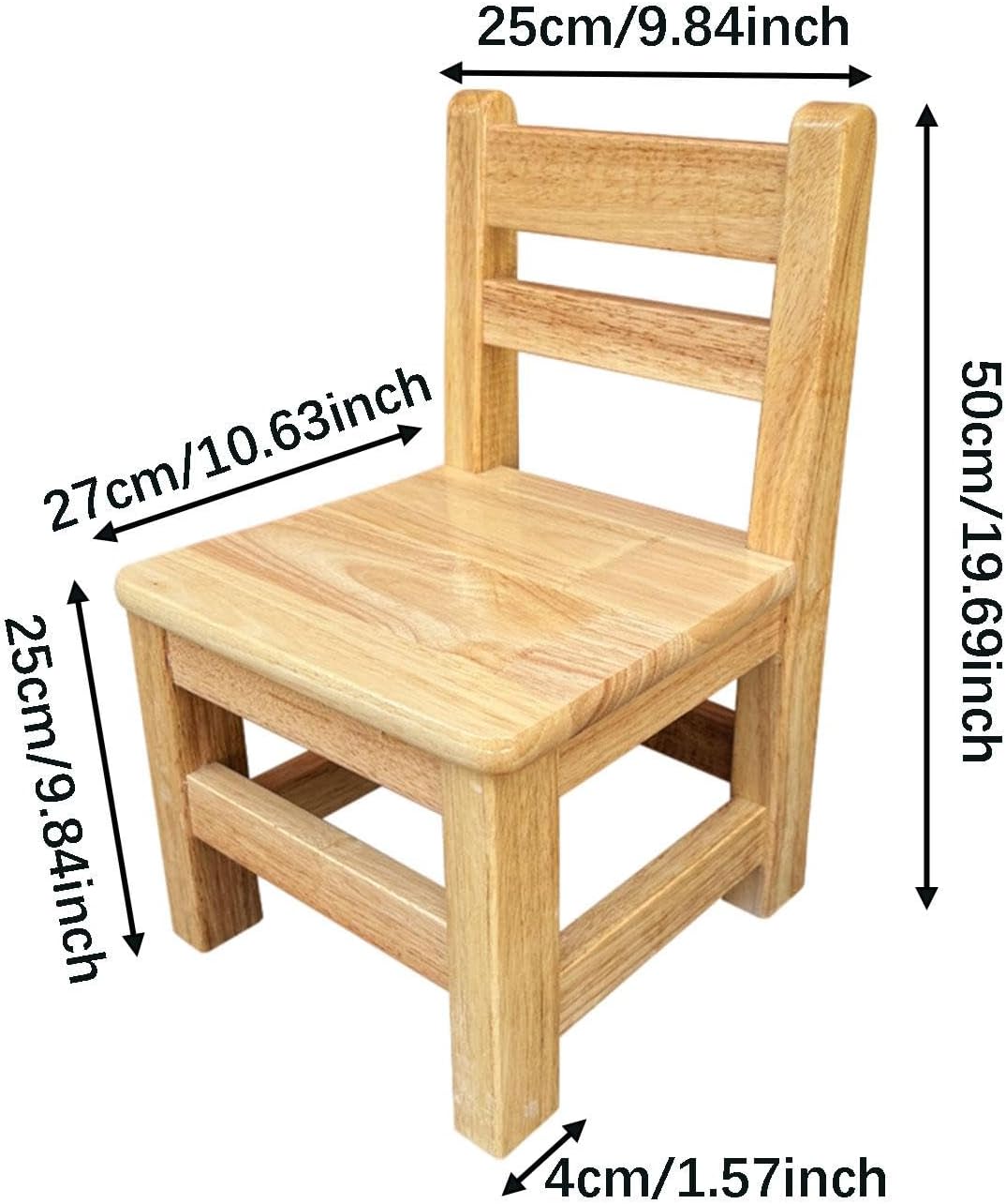 Kids Wooden Chair with Sturdy Backrest Foot Stool Ottoman Ladderback Design Fully Assembled Suitable for Outdoor Home Playroom, Sitting Height 25cm