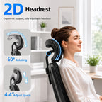 Ergonomic Office Chair, Breathable Mesh Back and Seat, High Back Desk Chair with Adjustable Lumbar Support, 5D Armrests, 135° Reclining Backrest, 2D Headrest, Home Office Computer Chair
