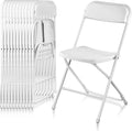 12 Pack White Folding Chairs, Indoor Outdoor Portable Stackable Commercial Seat with Steel Frame 350lb Capacity for Events, Weddings, Office, Parties