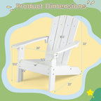 Giantex Kids Adirondack Chair, All-Weather HIPS Children's Outdoor Chair w/Ergonomic Design, Toddler Lawn Chairs for Age 3-8, Kids Beach Chair for Garden Patio Backyard (1,White)