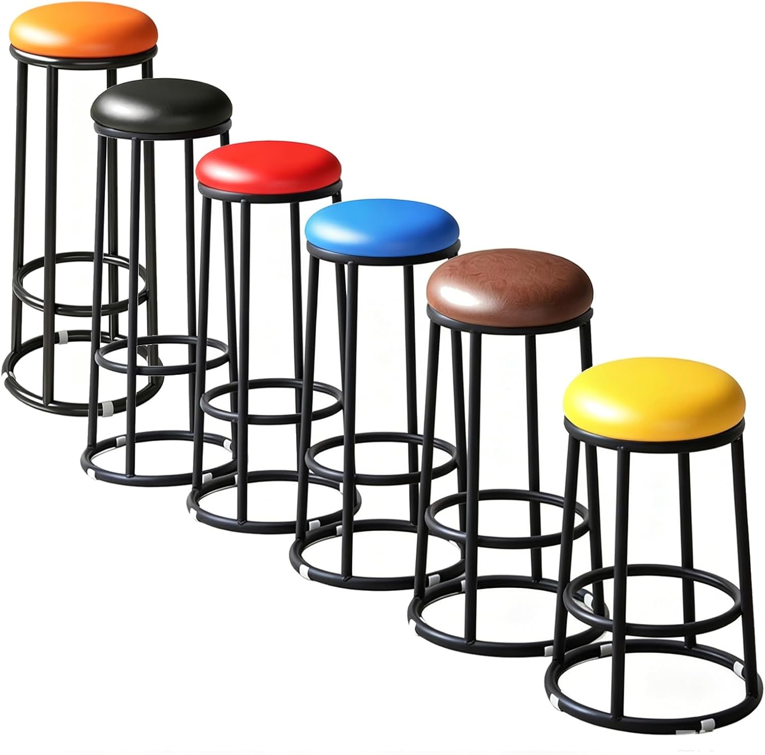 Backless Counter Stools, Mid-Century Modern Counter Stools, Office Chair, Comfortable Upholstered, for Pub Coffee Home Dinning Kitchen Island(Browns,65cm/26in)