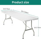YITAHOME White Folding Table, Heavy Duty Rectangular Folding Table 8 Ft Long, Plastic Portable Table for Outdoor Indoor Banquet Party Wedding Event Dining Setup