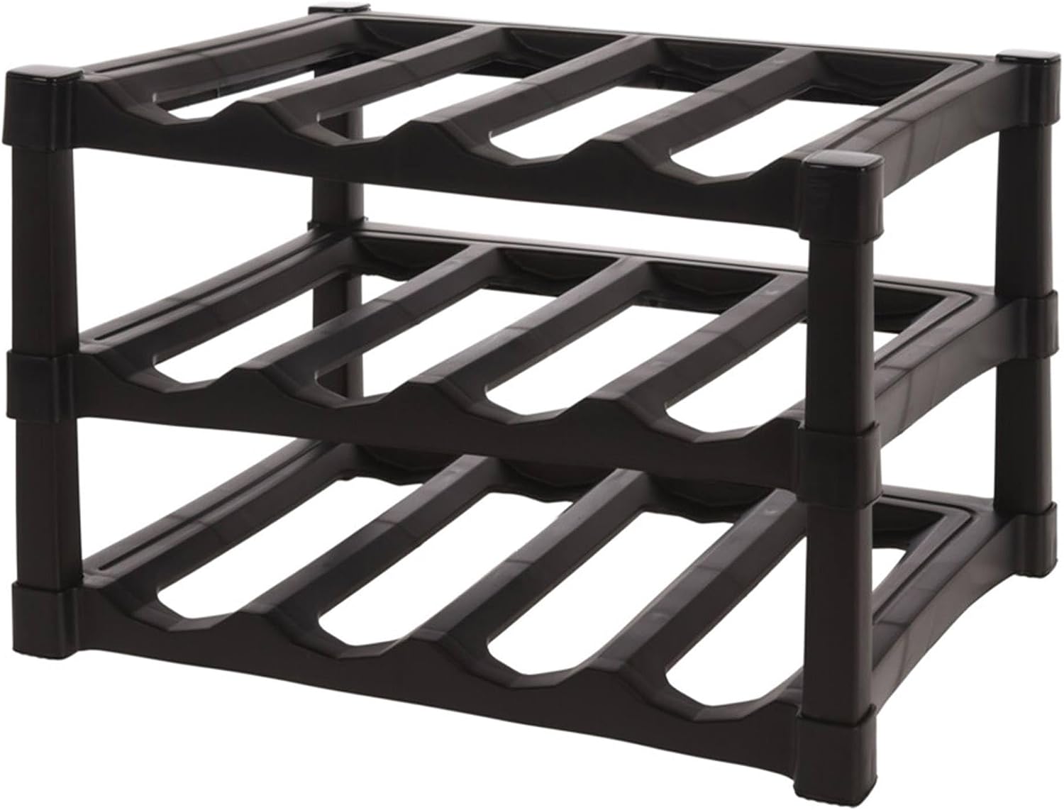Well Home 3 Layer Stackable Polypropylene Wine Rack for 12 Bottles - 39 x 30 x 25 cm