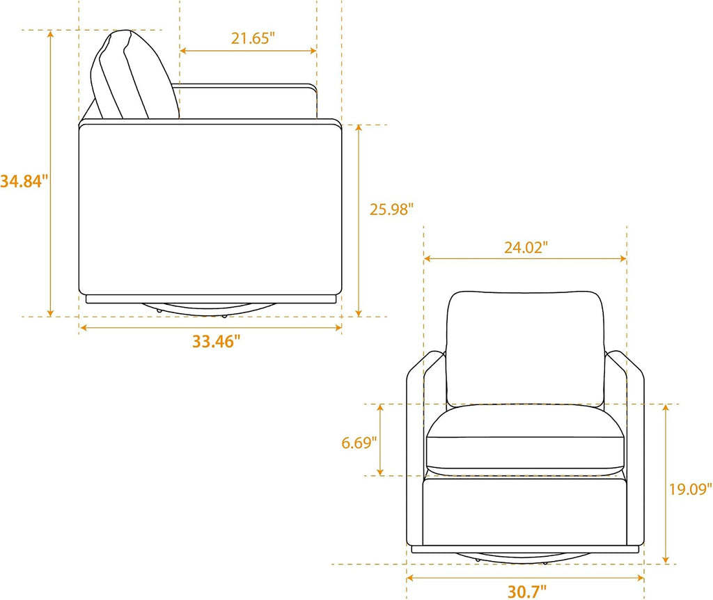 Swivel Accent Chair, 30.7" W Upholstered Square Club Sofa, 360 Degree Rotating Comfortable Lounge Armchair for Living Room, Bedroom, Apartment, Nursery (Brown)