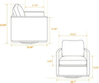 Swivel Accent Chair, 30.7" W Upholstered Square Club Sofa, 360 Degree Rotating Comfortable Lounge Armchair for Living Room, Bedroom, Apartment, Nursery (Brown)