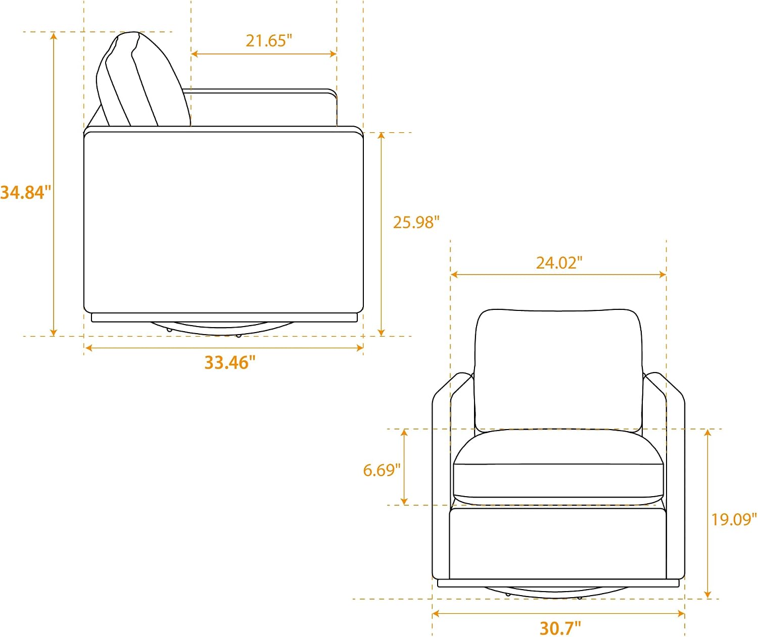 Swivel Accent Chair, 30.7" W Upholstered Square Club Sofa, 360 Degree Rotating Comfortable Lounge Armchair for Living Room, Bedroom, Apartment, Nursery (Brown)