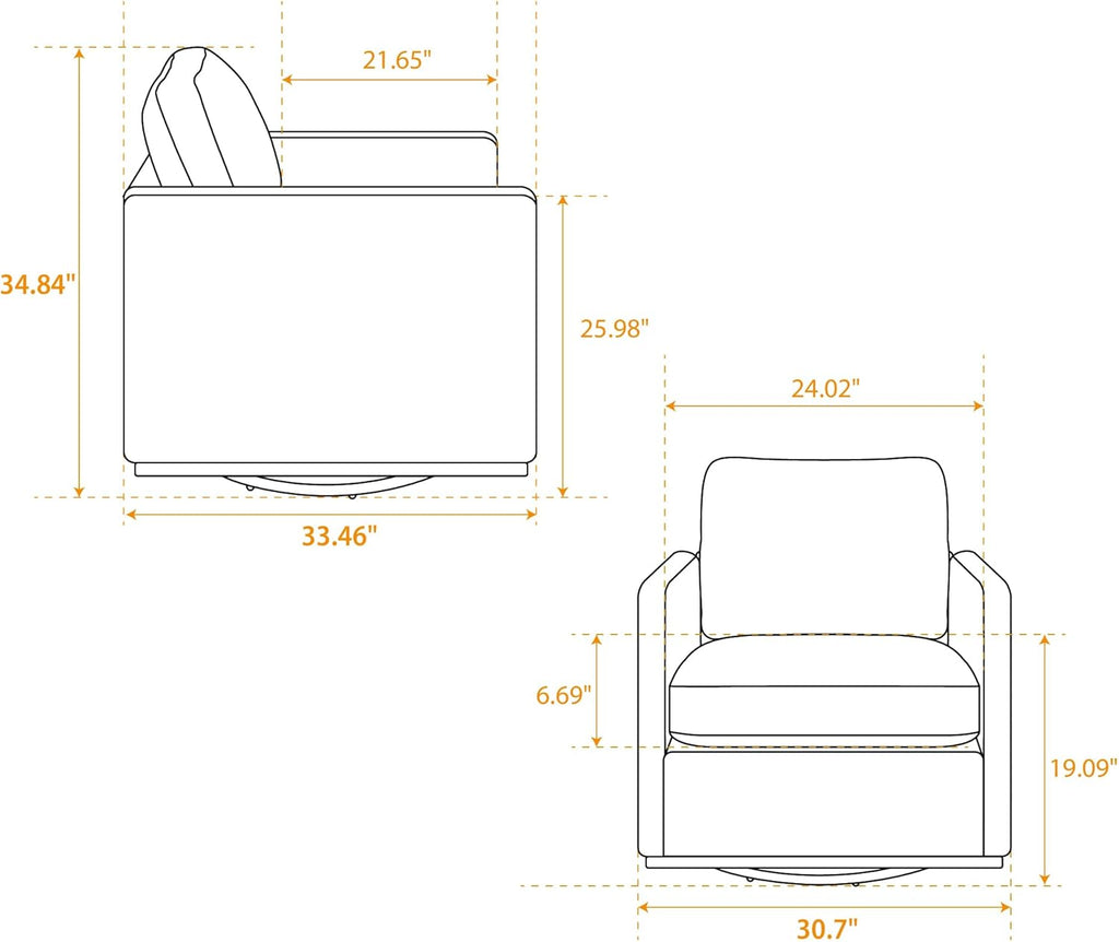 Swivel Accent Chair,30.7 Inch Wide Upholstered Square Comfy Lounge Armchair with 360 Degree Rotation,Ideal for Living Room, Bedroom, Apartment, Nursery Home Decor (Charcoal)
