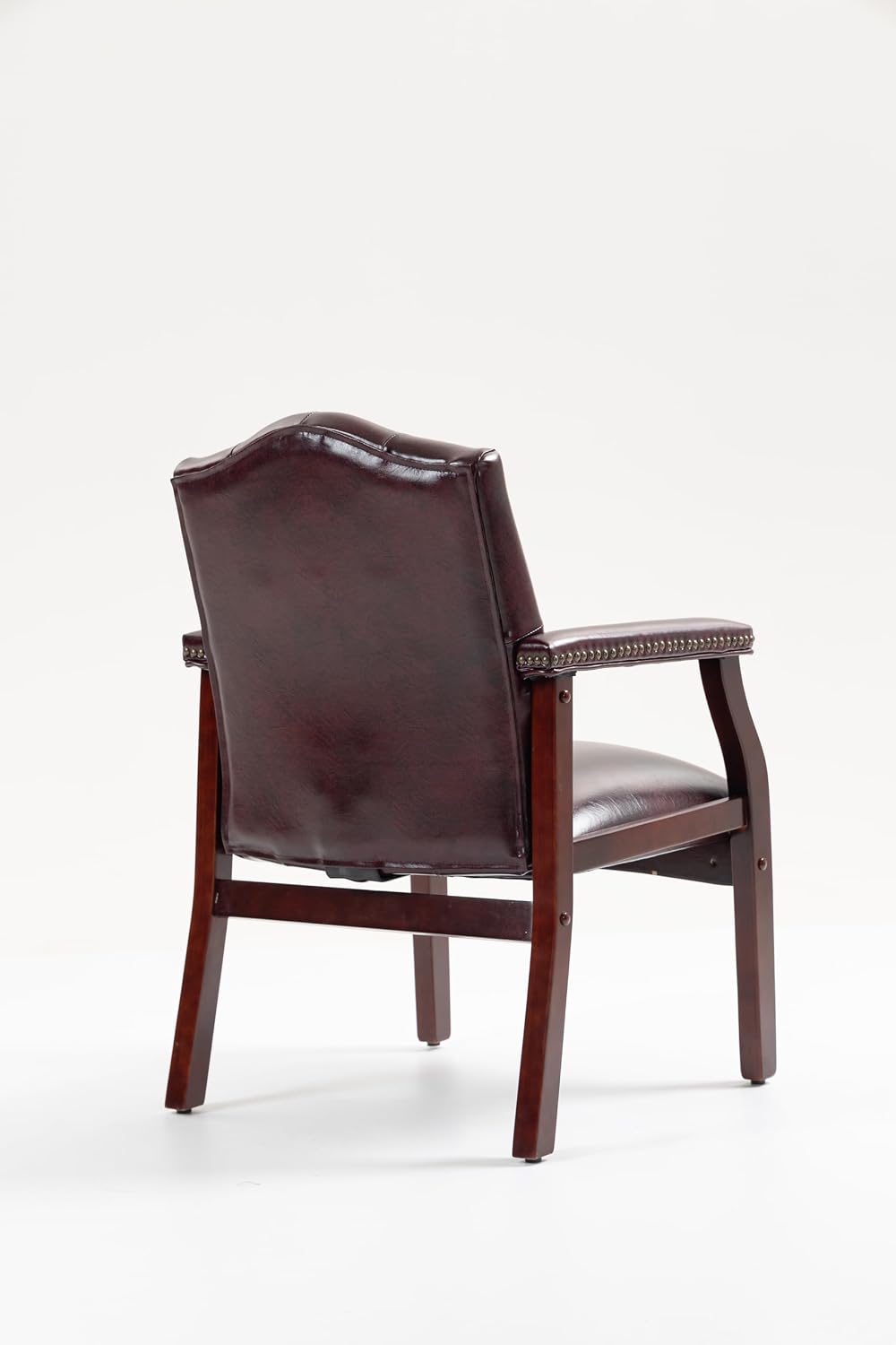 Leather Office Guest Chairs Set of 2, Ergonomic Waiting Room Chair with Arms Reception Chairs No Wheels Conference & Meeting Side Chairs Executive Furniture (Burgundy)
