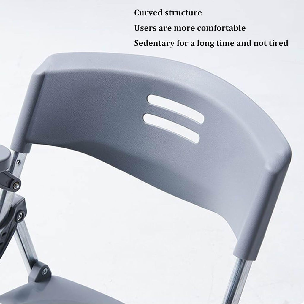 Stackable Folding Plastic Conference Chair with Tablet Arm Mesh Backrest and Padded Seat Ideal(Black with Writing Board+Frame)