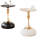 Light Luxury Coffee Table Living Room Metal Moving knickknacks Bedroom nightstand Creative Sofa Side Several Balconies Round Table Italian-Style Telephone Table (White)