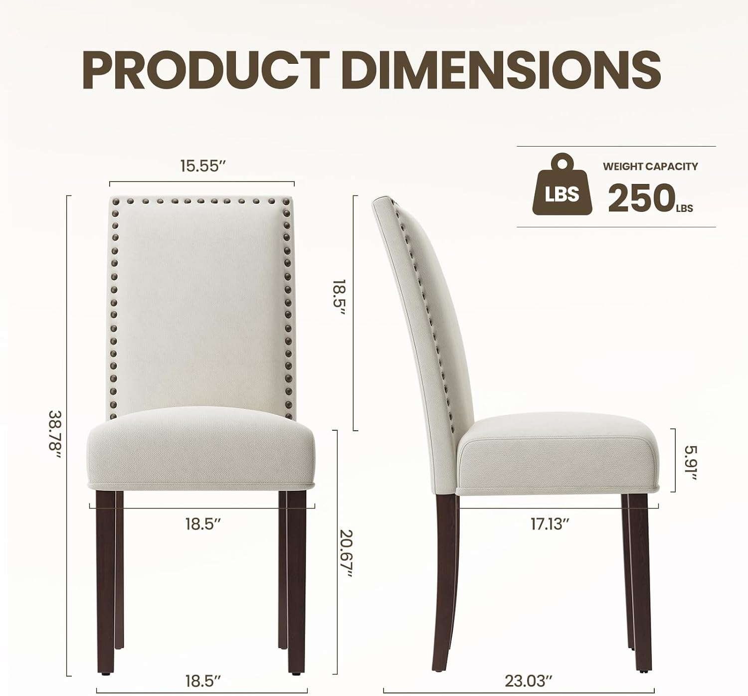 MALOL Velvet Dining Chairs Set of 2, Upholstered Kitchen Chairs with Thick Cushion & Solid Wood Legs, Adjustable Foot Pads, Elegant Chairs for Dining Room/Kitchen/Living Room
