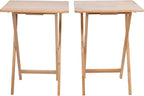 (2 Pcs) 26" Folding Tray Tables, Solid Rubberwood, Small Folding Table,Natural Wood Finish