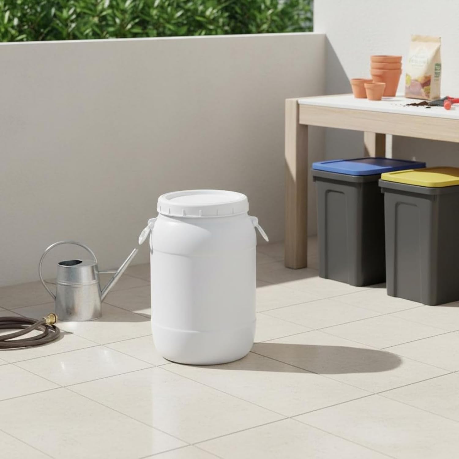 Large Capacity Container with User-Friendly Wide Opening Thickened HDPE Barrel Secure Outer Lid Storage Solution Suitable for Water Collection Home Organization Ingredient Storage, Blue, 50L