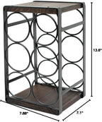 Rustic Wood Countertop Wine Rack 6 Bottles No Need Assembly Brown