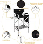 mefeir 31" Tall Folding Directors Chair with Side Table Storage Bag,Portable Makeup Artist Bar Height, Aluminum Frame 300 lbs Capacity, 19.2" D x 23.6" W x 45.6" H