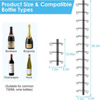 2 Pack 12 Bottle Wall Wine Rack for 24 Wine Bottles, DIY Detachable Wall Mount Wine Rack, Wine Storage Organizer Display Holder Used As One or Four, for Dining Room, Wine Cellar, wine lover gift