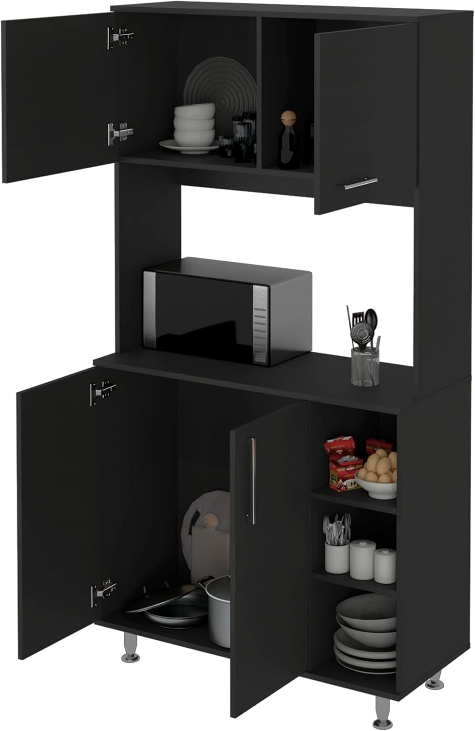 37 Multi-Layer Open Shelf Garden Table for Planting, Planter Bench with Spacious Countertop, Outdoor Storage Cabinets for Kitchen Prep Gardening, Black