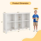 6 Cube Storage Organizer, 28 Inch Kids Low Storage Cabinet, Toddler Toy Storage Bookcase and Bookshelf for Kids Rooms, Playroom, Nursery, Living Room, Rounded Corners & Anti-Tip