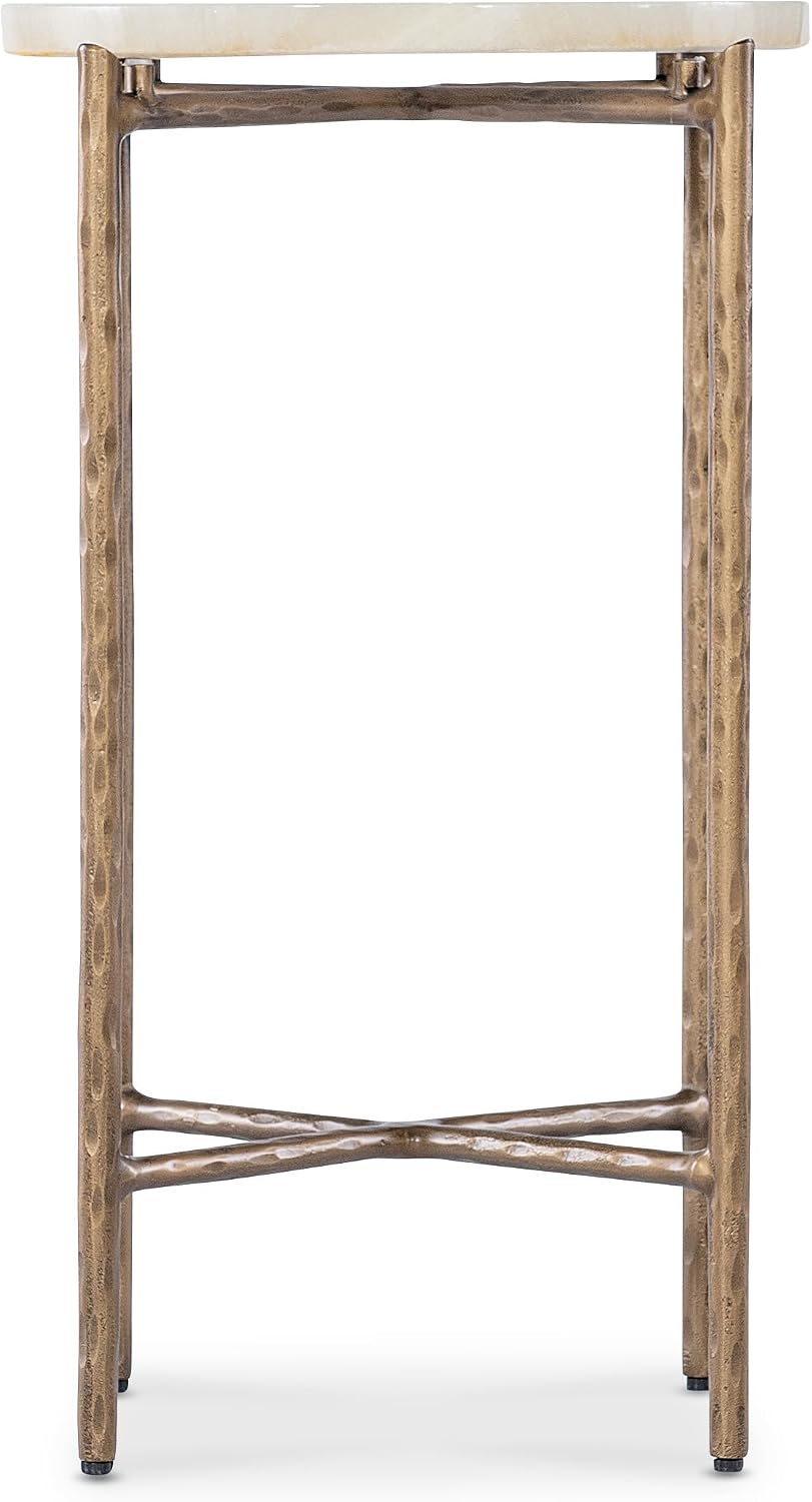 Hooker Melange Je Suis Petit Spot Table with Stone Top on a Gold Metal Base