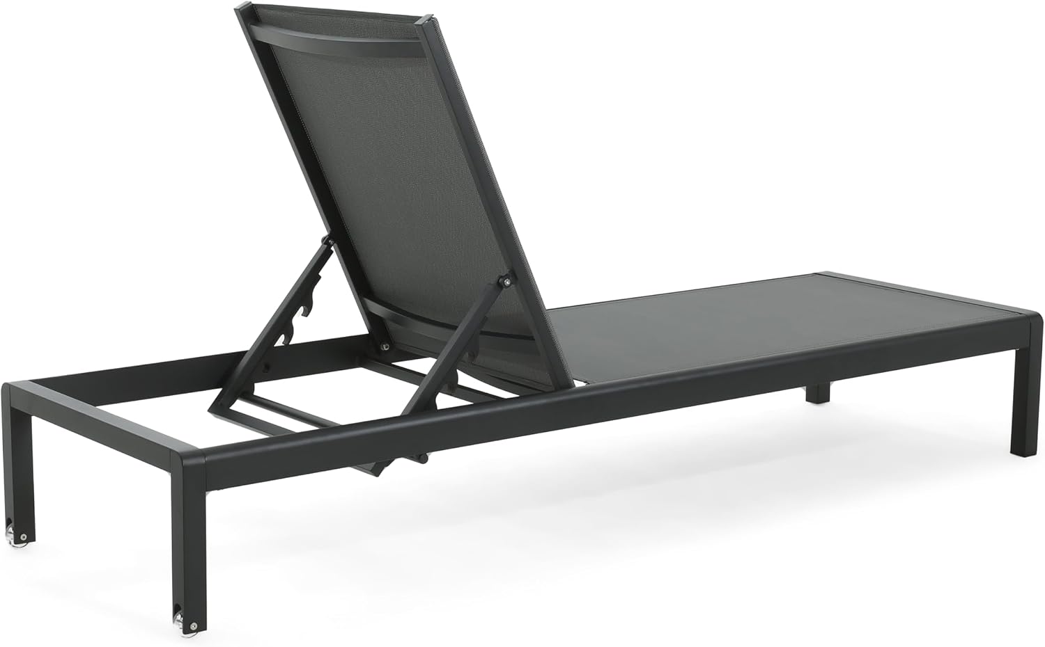 Outdoor Chaise Lounge Chair Set of 2, Aluminum Adjustable Outside Chair for Pool Patio Beach Yard, All Weather Use UV Resistant 400lbs Weight Capacity, Black