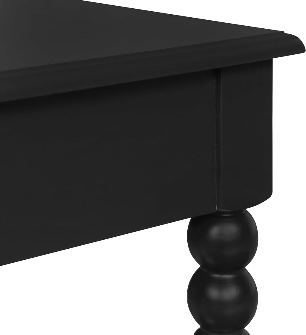 OSP Home Furnishings Elise Cottage Style Table with Spindle Legs, Open Storage Shelf, Foyer Table, Black Finish
