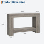 Garvee Farmhouse Console Table for Living Room, Long Console Table for Entryway, 2-Tier Large Sofa Table with Storage, Entryway Entry Table for Entrance, Hallway, Grey, 47"