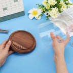 BENECREAT 5.5x5inch Eternal Transparent Flower Glass Cover, Cloche Dome Micro Landscape with Solid Wood Base for DIY Flower Craft, Wedding Decorations