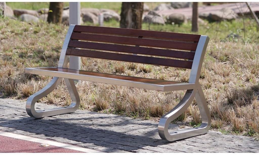 Patio Benches for Outdoors Park ChairOutdoor BenchStainless Steel BenchSolid Wood LeisureSquare CourtyardOutdoor Art Seating Garden Benches for Outdoors