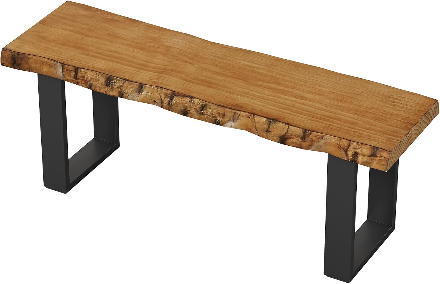 47" Solid Wood Entryway Bench, Industrial Wooden Shoe Bench with Metal Legs, Narrow Long End of Bed Bench for Bedroom, Living Room, Small Space, Easy Assembly