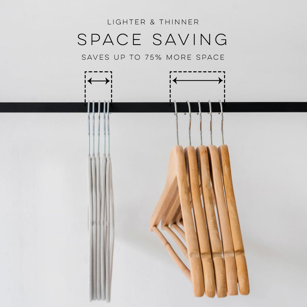 3 Sprouts - Adult Velvet Hangers - Non Slip Felt Clothing Hanger Set - Durable & Slim for Space Saving - Ideal Velvet Hangers for Organization - Lightweight Thin Clothes Hangers - Pack of 30 - Gray