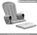 Lucky Monet 5PCS Velvet Glider Rocker Replacement Cushions, Thickened & Supportive Rocking Chair Cushion Set with 29.5 Inch High Backrest & Storage Pockets, for Indoor Nursery Glider, Grey