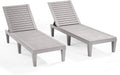 Nestl Sun Tanning Chair - Light Grey Chaise Lounge Chair Outdoor, Lightweight Pool Lounge Chairs Set of 2, Adjustable 5-Position Reclining Lawn Chair, Waterproof Beach Outdoor Lounge Chairs