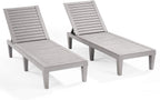 Nestl Sun Tanning Chair - Light Grey Chaise Lounge Chair Outdoor, Lightweight Pool Lounge Chairs Set of 2, Adjustable 5-Position Reclining Lawn Chair, Waterproof Beach Outdoor Lounge Chairs