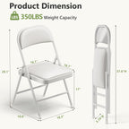 Folding Dining Chairs Set of 4 - Modern PU Leather Folding Chairs with Cushion Seat & Back Metal Legs Kitchen Chairs Folding Chair Set for Kitchen/Living Room/Bedroom/Parties (White)