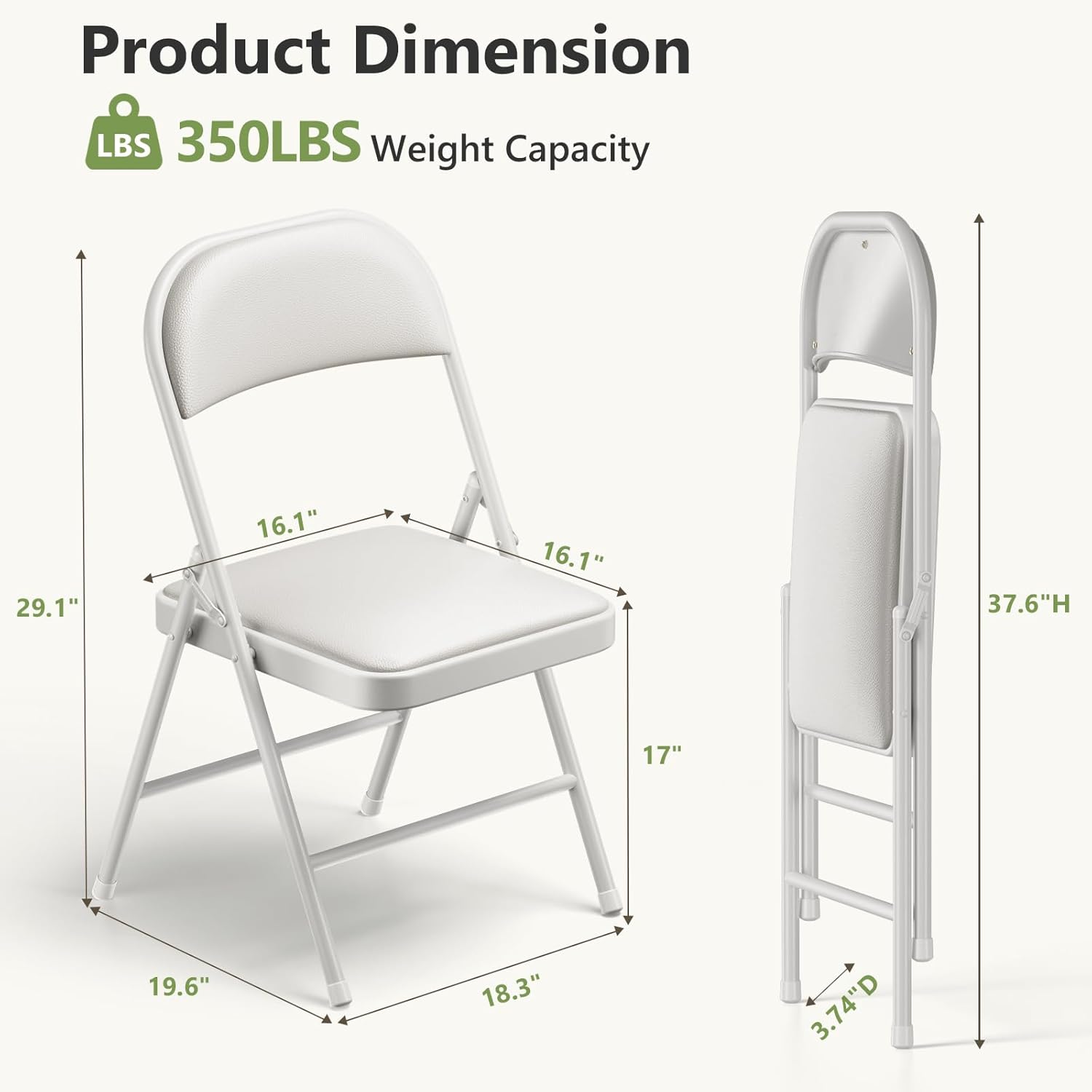 12 Pack Folding Chairs, PU Leather Folding Dining Chairs with Padded Cushion Seat & Back, Indoor Outdoor Folding Chair Set for Home Office, Parties, Events, Wedding, Extra Guest Seating