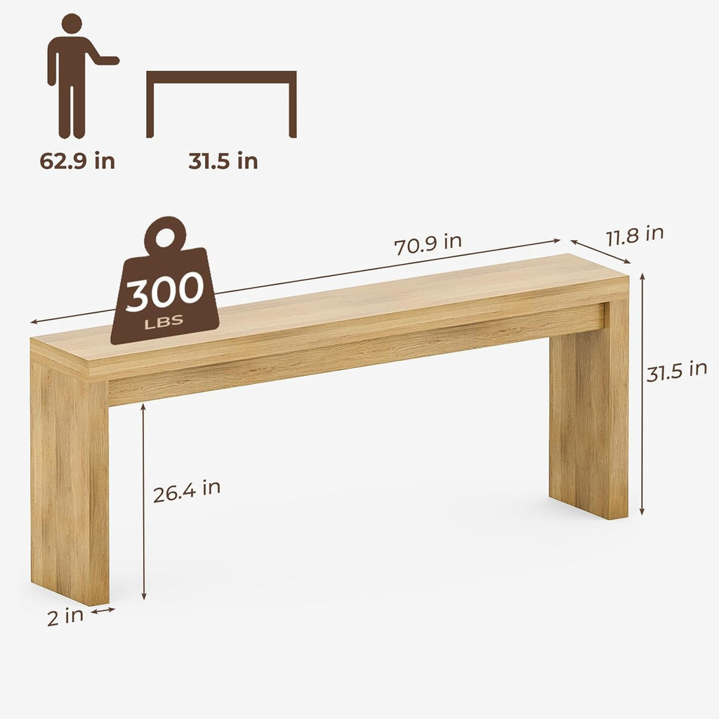Extra Long Console Table for Entryway, 70.9-Inch Farmhouse Wood Behind Couch Table, Modern Entryway Rectangular Console Table for Entrance, Living Room, Hallway, Foyer (Natural)